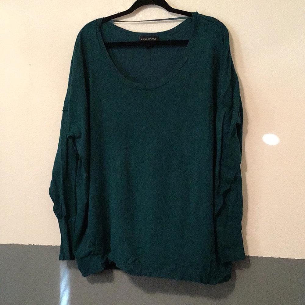 H4 Size 22/24 Lane Bryant Dark Teal Scoop-Neck Long Sleeve Pullover Sweater